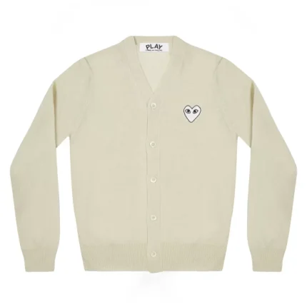 MENS CARDIGAN WHITE PLAY SERIES OFF WHITE HEART NATURAL