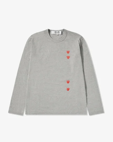 Multi Red Heart Play T-Shirt Grey Long sleeve