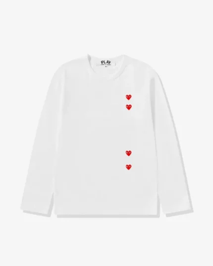 Multi Red Heart Play T-Shirt White Long sleeve