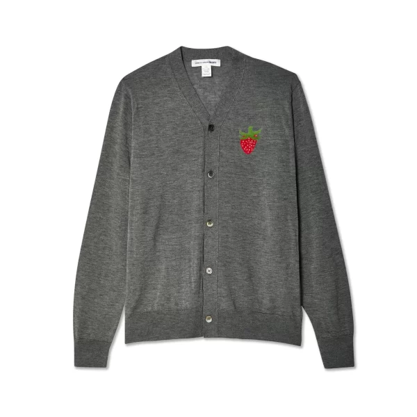 CDG X BRETT WESTFALL MID STRAWBERRY CARDIGAN GREY SHIRT CDG X BRETT WESTFALL MID STRAWBERRY CARDIGAN GREY SHIRT