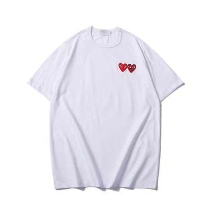 Double Heart CDG White Shirt
