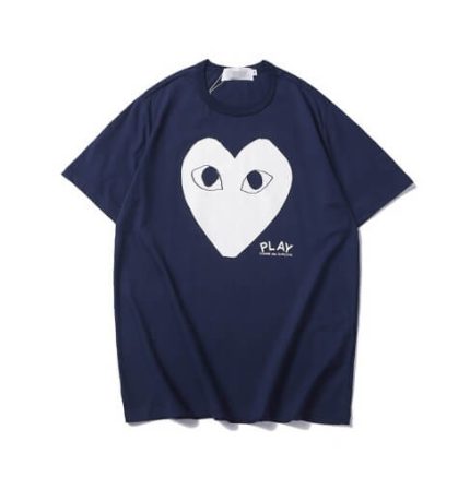 White Heart Navy Blue CDG Shirt