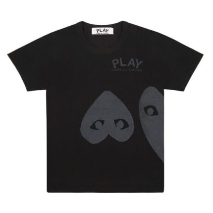 PLAY BLACK THREE HEART SCREENPRINT BLACK T-SHIRT