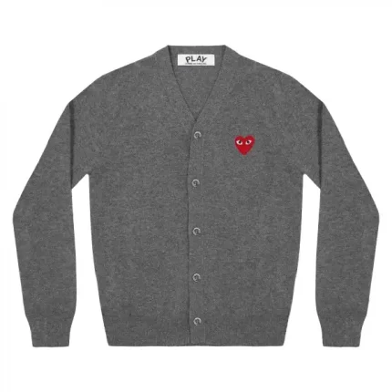 PLAY MENS CARDIGAN RED GREY EMBLEM