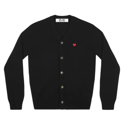PLAY MENS CARDIGAN WITH SMALL HEART (BLACK) RED
