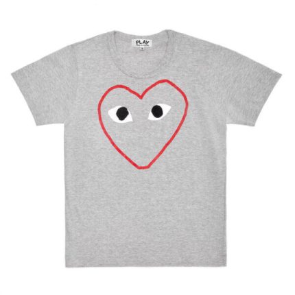 PLAY RED AND WHITE OUTLINE HEART T-SHIRT