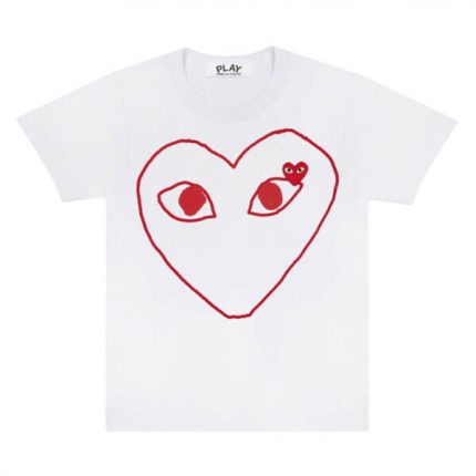 PLAY WITH RED OUTLINE HEART WHITE T-SHIRT