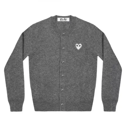 PLAY WOMENS CARDIGAN WHITE DARK GREY HEART