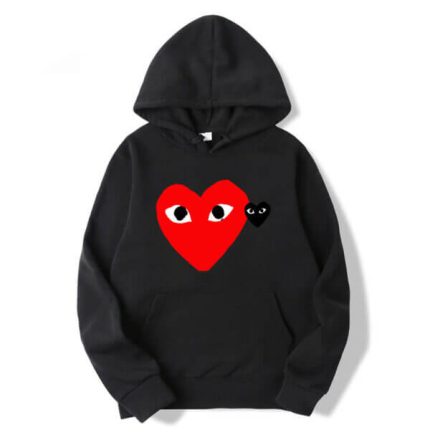 CDG Red Heart And Gray Heart Hoodie